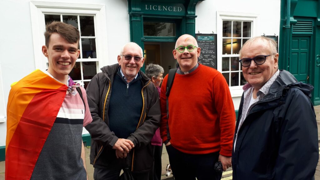 Taking our place in the Sponsor's Section of the Parade in St Sampson's Square